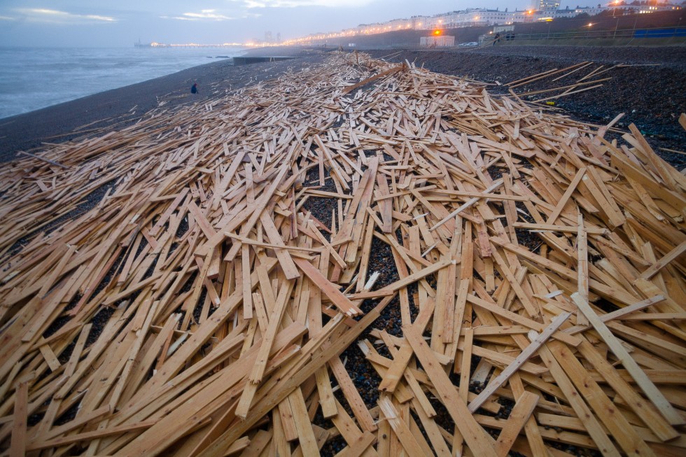 Wood washed up on brighton