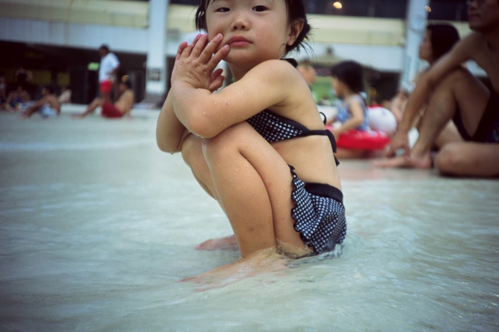 Little girl at swimming pool Yokohama Japan
