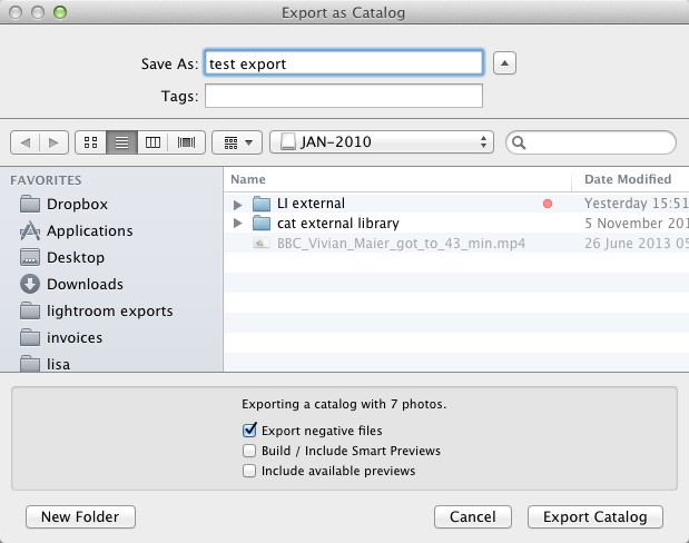 Export as Catalog Lightroom