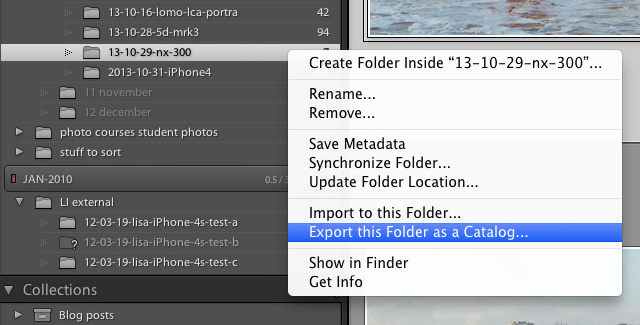 export folder as catalog lightroom