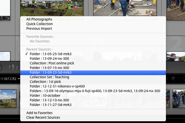 Lightroom 5 tip recent sources folders collections