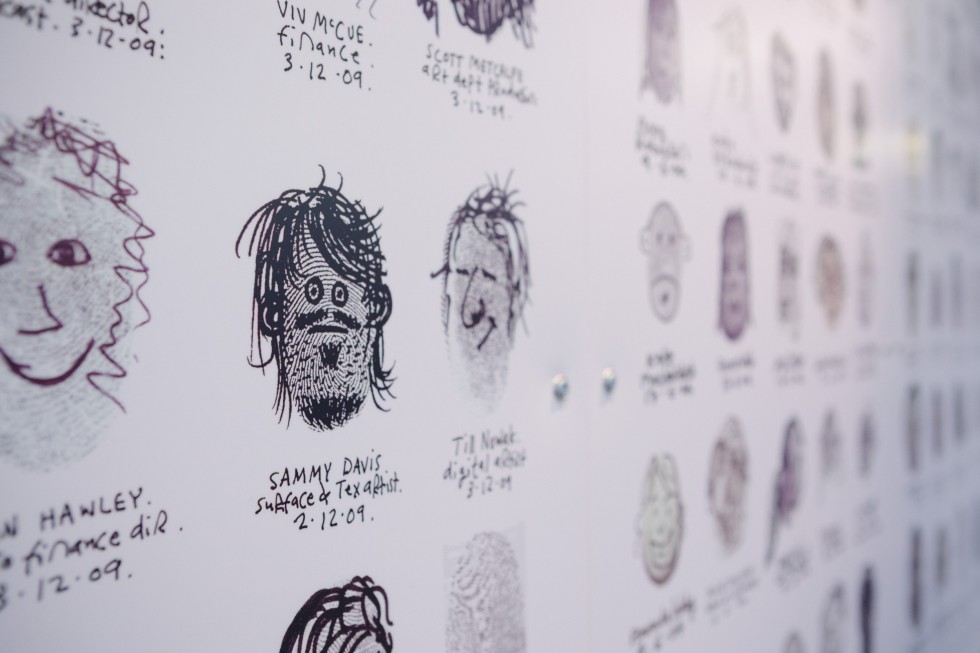 Fingerprint portraits in the Aardman canteen