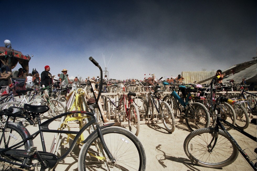 Bikes burning man 2005 by Kevin Meredith