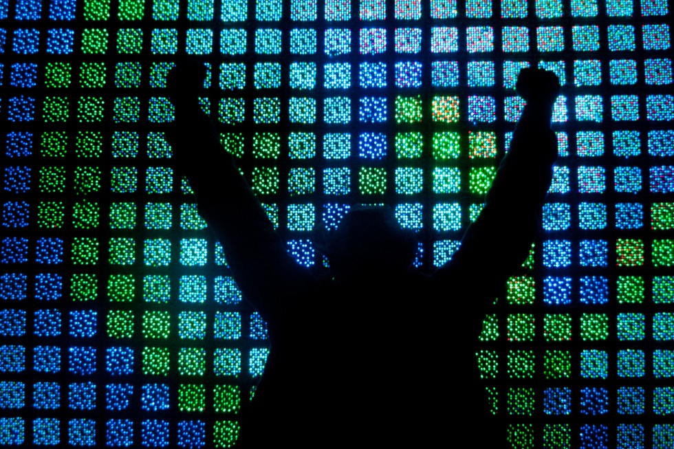 burning man Light wall 2005 by Kevin Meredith