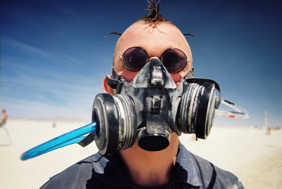 Face mask burning man 2005 by Kevin Meredith