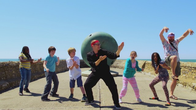 Art Ninja and his helpers showing their ninja skills