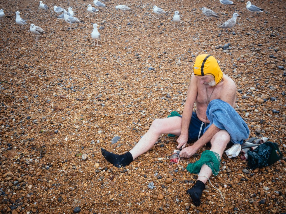 Dave Sawyers gutting fish after a spot of swishing